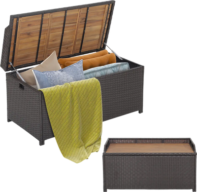 Costway 45 Gallon Outdoor Storage Bench Deck Box with Zippered Liner 37895624 New