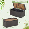 Outdoor storage bench with acacia wood lid, 45-gallon capacity, and zippered liner for versatile use and easy movement.