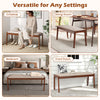 Farmhouse backless bench featuring a fabric padded seat and rubber wood legs, perfect for versatile settings like.