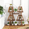 5-tier wood plant stand with 10 open shelves, crafted from natural pine, perfect for displaying plants and decorations.