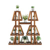 5-tier wood plant stand made of natural pine, featuring 10 open shelves for displaying plants and decorations.