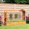 Wooden raised garden bed with lattice trellis, made from natural pine, ideal for outdoor plant cultivation and.