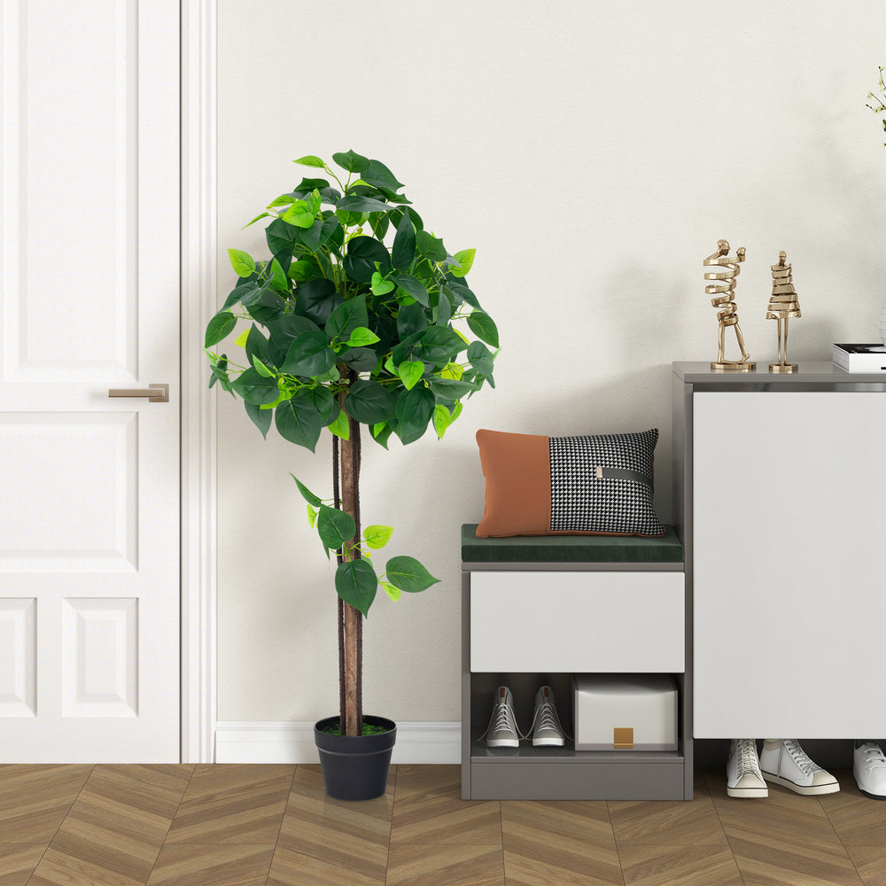 Artificial hydrangea tree featuring dark and light green leaves and a bendable branch, ideal for stylish home decor.