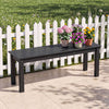 Black 45" outdoor HDPE bench with slatted seat design, ideal for patios and gardens, supports up to 660 lbs.