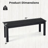 45" black outdoor HDPE bench with slatted seat, 660 lbs capacity, ideal for patios and gardens.