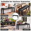 Black 45" outdoor HDPE bench with slatted seat design, suitable for patios, gardens, and entryways, supports 660 lbs.