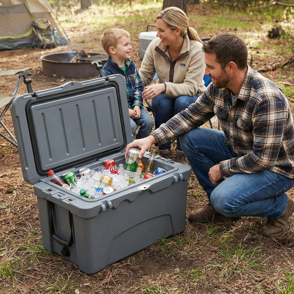 45 Quart Portable Hard Cooler Insulated Ice Chest Keeps Cool for up to 6 Days-Gray - Gallery View 1 of 11