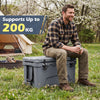 Gray 45 Quart Portable Hard Cooler with rugged design, supports up to 200 kg, ideal for outdoor adventures and seating.