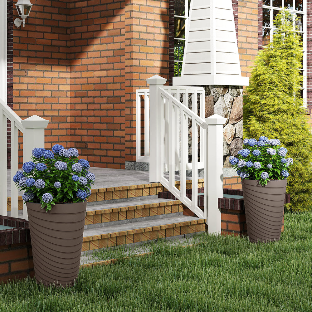 45 cm Tall Flower Pot Set of 2 with Insert Bucket and Handle Design-Brown - Gallery View 1 of 10