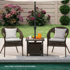 Brown outdoor side table with 1.93" umbrella hole, made of weather-resistant PE rattan, ideal for patio or garden use.