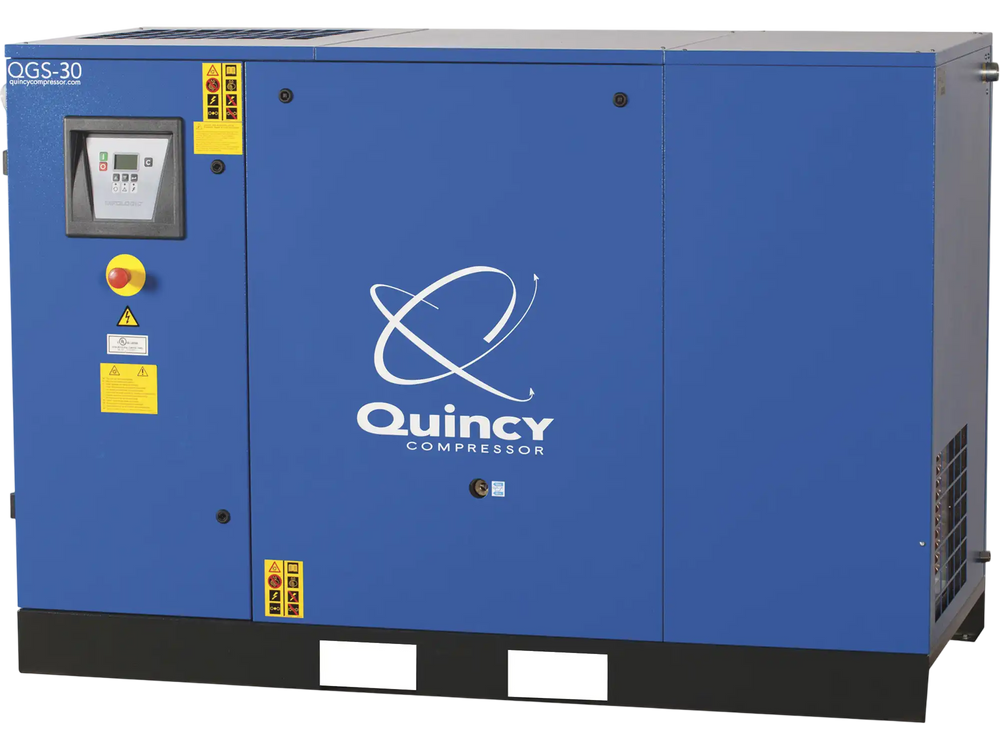 Quincy Compressor QGS25 Rotary Screw Air Compressor 25 HP, 208/230-460 Volt, 3 Phase, 99 CFM, Base Mount, No Tank New