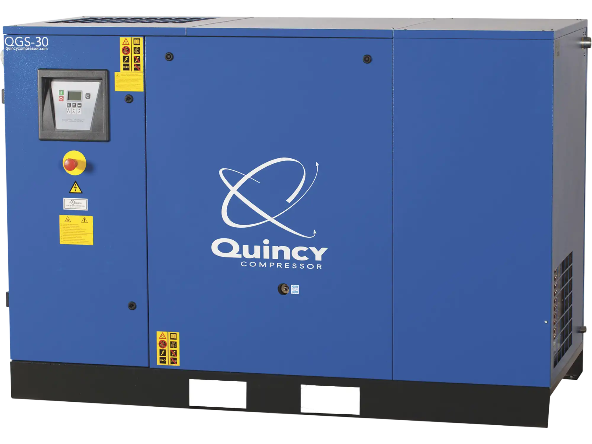 Quincy Compressor QGS25 Rotary Screw Air Compressor 25 HP, 99 CFM, 460 Volts, 3 Phase, Base Mount with Dryer, No Tank New
