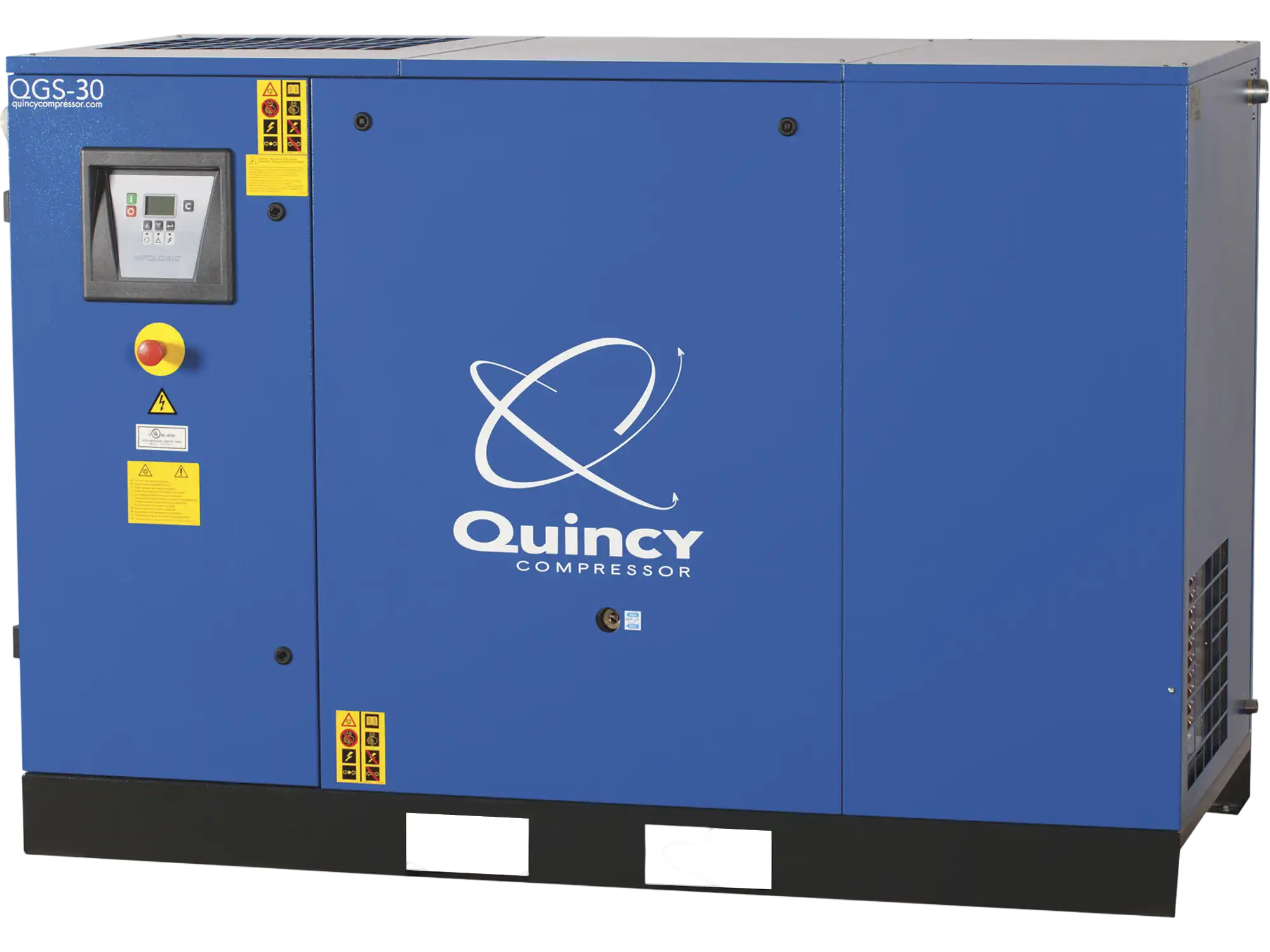 Quincy Compressor QGS30 Rotary Screw Air Compressor 30 HP, 460 Volts, 122 CFM, Base Mount with Dryer, No Tank New