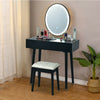 Touch Screen Vanity Makeup Table Stool Set with Lighted Mirror-Black - Gallery View 1 of 12