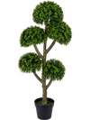 46-Inch Artificial Boxwood Topiary Tree Fake Potted Boxwood Tree with 5 Ball-Shaped Topiaries