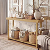 Solid wood console table with a rustic finish, featuring 2-tier storage for a tidy living room or hallway.
