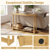 46-inch solid wood console table with a 2-tier design, sturdy teak frame, and anti-slip foot pads for versatile use.