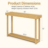 Dimensions of the 46-inch solid wood console table with a 2-tier design, showcasing rustic teak wood for versatile use.