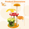 Multi-level 46-inch tall cat tree with padded perch, hanging basket bed, and vibrant flower decorations for playful.