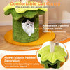 Cozy cat condo with removable padded cushion, flower-shaped decoration, and vibrant yellow design for playful napping.