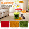 Multi-level 46-inch cat tree with padded perch, cozy basket bed, and colorful flower decorations for playful cats.