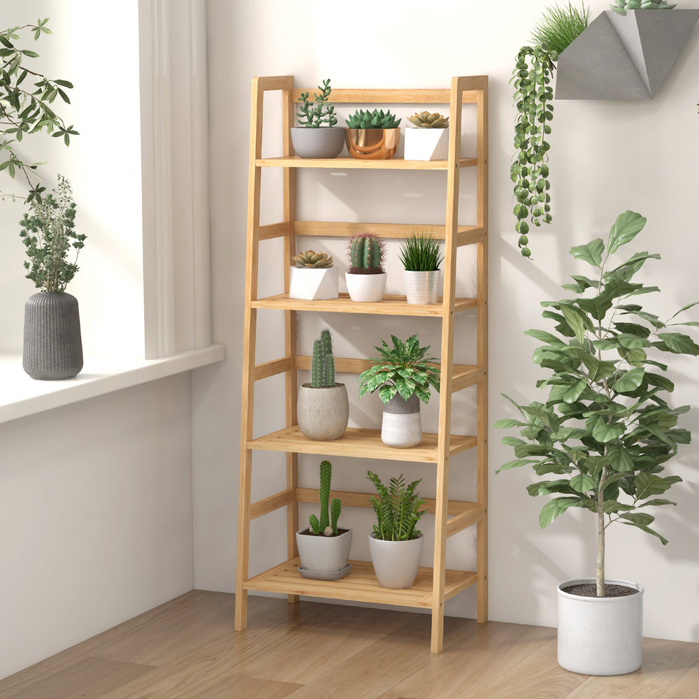 47.5 Inch 4-Tier Multifunctional Bamboo Bookcase Storage Stand Rack - Gallery View 1 of 10