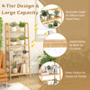 4-tier bamboo bookcase storage stand rack with slatted shelves for air circulation, ideal for plants and display.