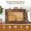47" rustic brown 2-tier farmhouse console table with open storage shelf, perfect for vases and photos in small spaces.