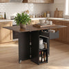 47.5 Inch Farmhouse Extendable Wooden Dinner Table with Lockable Wheels-Rustic Brown - Gallery View 1 of 10