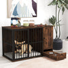 Rustic brown 47.5 inch dog crate furniture with hidden pull-out bowls, ideal for small and medium dogs, doubles as an.