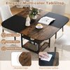 Modern 47.5 inch dining table with mix-colored rustic brown tabletop, rounded edges, perfect for dining and crafting.