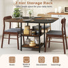 Modern 47.5-inch square dining table with a rustic brown multi-color tabletop and 2-tier storage rack for versatile use.