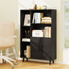 Black 4-inch floor bookshelf with 5 open compartments and storage cabinet, perfect for living room or office.