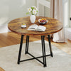 47 Inch Dining Table for 4-6 People Round Kitchen Table with Cross Base-Rustic Brown - Gallery View 1 of 9