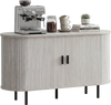 47-inch grey fluted sideboard buffet cabinet with metal legs, showcasing a spacious top for decorative displays and.