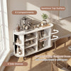Fluted sideboard buffet cabinet with tambour sliding doors, grey finish, featuring 6 compartments for organized storage.