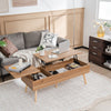 47 Inch Lift Top Coffee Table with 2 Hidden Compartments-Brown - Gallery View 1 of 10
