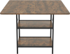 Rectangular 47-inch dining table in rustic brown with sturdy metal legs and 2 open storage shelves for 4-6 people.