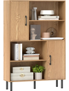 Freestanding 47-inch natural storage cabinet with 2 doors and 4 open shelves, perfect for organizing books and decor.