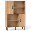 Freestanding 47-inch storage cabinet in natural finish with 2 doors and 4 open shelves for organized storage.