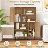 Freestanding 47-inch storage cabinet in natural finish with 2 doors, 4 open shelves, and spacious top for organization.