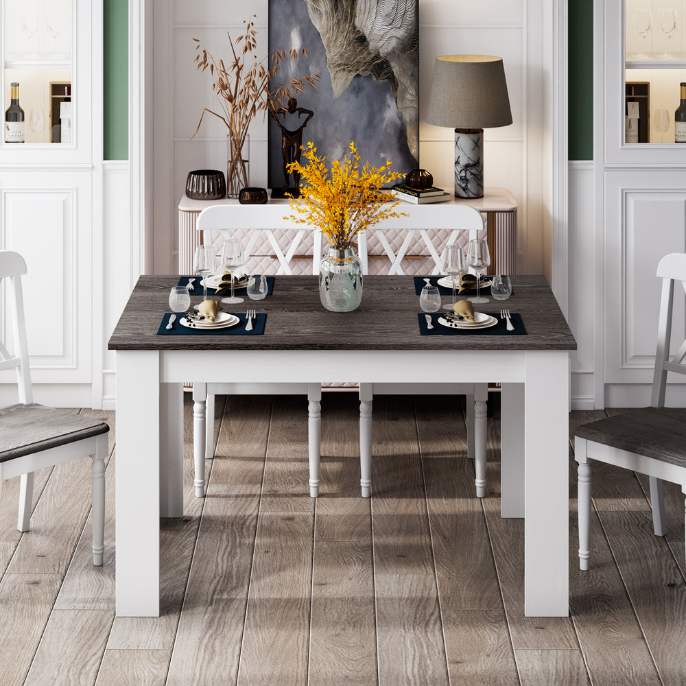 47-inch dark gray dining table with a smooth surface, suitable for small spaces, perfect for dining or as a computer.