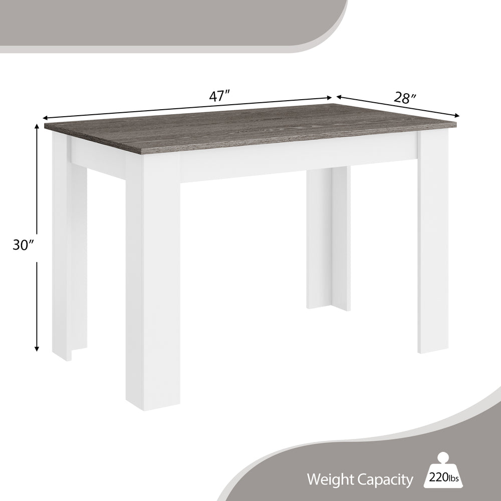 47-inch dining table in dark gray with a smooth finish, ideal for small kitchens or as a stylish computer desk.