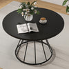 47 Inches Round Dining Table for 4 Farmhouse Kitchen Table with Wooden Tabletop-Black - Gallery View 1 of 11