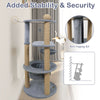 47-inch gray cat tower with cozy nest, scratching posts, and anti-tipping kit for stability and safety.