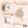 Wooden cat tree with 2-story condo, basketball hoop hammock, and safe round corners for pet-friendly play and.