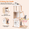 2-story wooden cat condo with basketball hoop hammock, featuring soft cushions and jute scratching posts for playful.