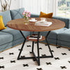 Round 47" dining table in brown with a storage shelf, featuring a sturdy metal frame and elegant design for versatile.