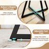 Robust X-shaped metal frame and adjustable foot pads for stability on uneven floors of the 47" round dining table.
