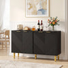 47" Sideboard Buffet Cabinet with 4 Chevron Fluted Doors & Anti-Toppling Devices for Kitchen-Black - Gallery View 1 of 11